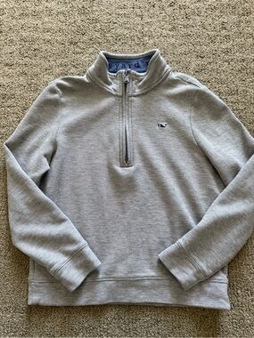Vineyard Vines Kids Light Gray Quarter-Zip Pullover Sweater